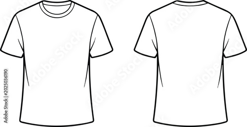Bilde på lerret Blank white men t-shirt mockup flat vector illustration technical fashion sketch