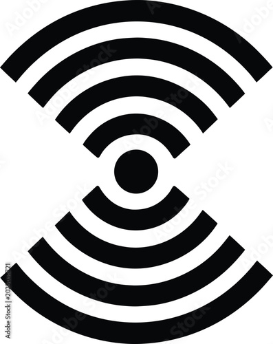 Black wireless signal icon with curved waves