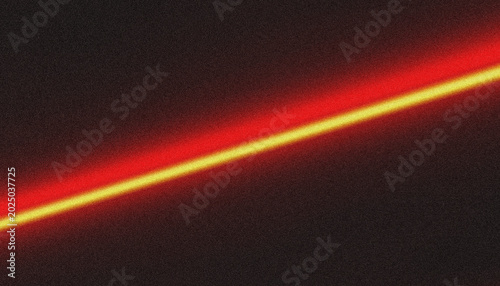 Glowing Red and Yellow Neon Light Beam on Dark Grainy Abstract Background