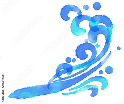 Japanese Watercolor Wave Brush Stroke Background Illustration
