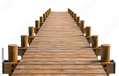 Wooden Pier Walkway Isolated on Transparent Background