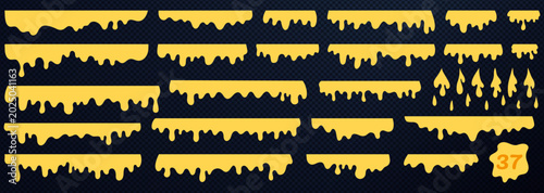 Obraz na płótnie Set of yellow dripping melt stains