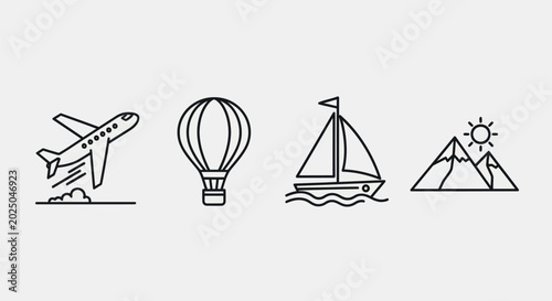 Fotografie Transportation and adventure icon set