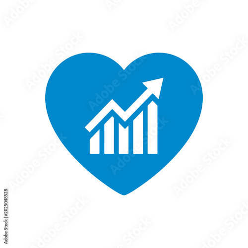 Heart Shape Icon Featuring Business Growth Bar Graph Symbolizing Financial Stability and Prosperity