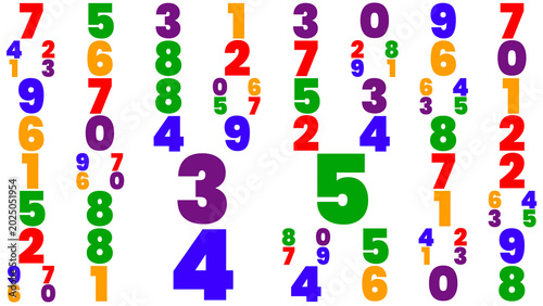 Colorful multicolored digits and numbers pattern background
