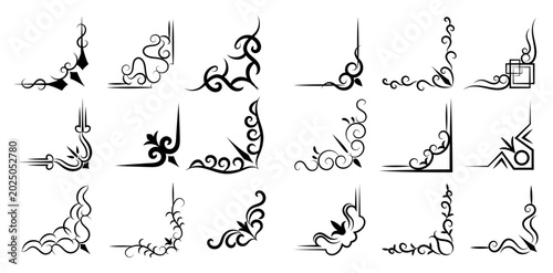 Cuadro en lienzo Vector illustration of decorative corner frame set