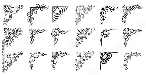 Bild auf Leinwand Vector illustration of decorative corner frame set
