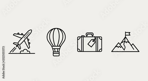 Travel and adventure icons set