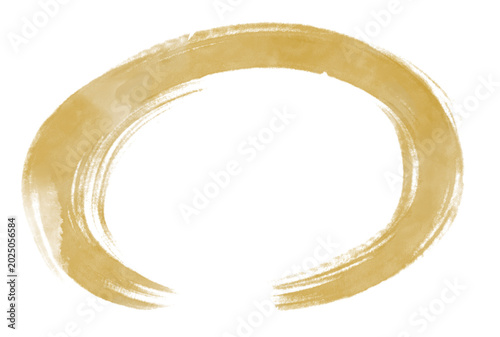 Japanese Enso Brush Circle Watercolor Frame Illustration