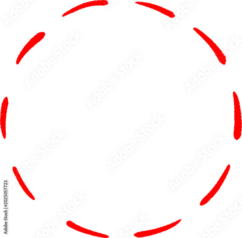 Circular Round Frames with Red Lines, Hand-Drawn Geometric Outline Vector Design