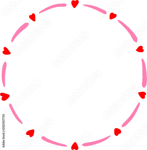 Pink and Red Circular Heart Wreath Frame Vector, Love and Romance Border Illustration