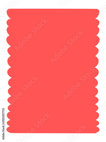 Red Hand-Drawn Wavy Frame, Rectangle Text Box Blank Template Vector Illustration