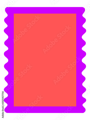 Hand-Drawn Wavy Frame, Red and Purple Rectangle Text Box Blank Template Vector Illustration