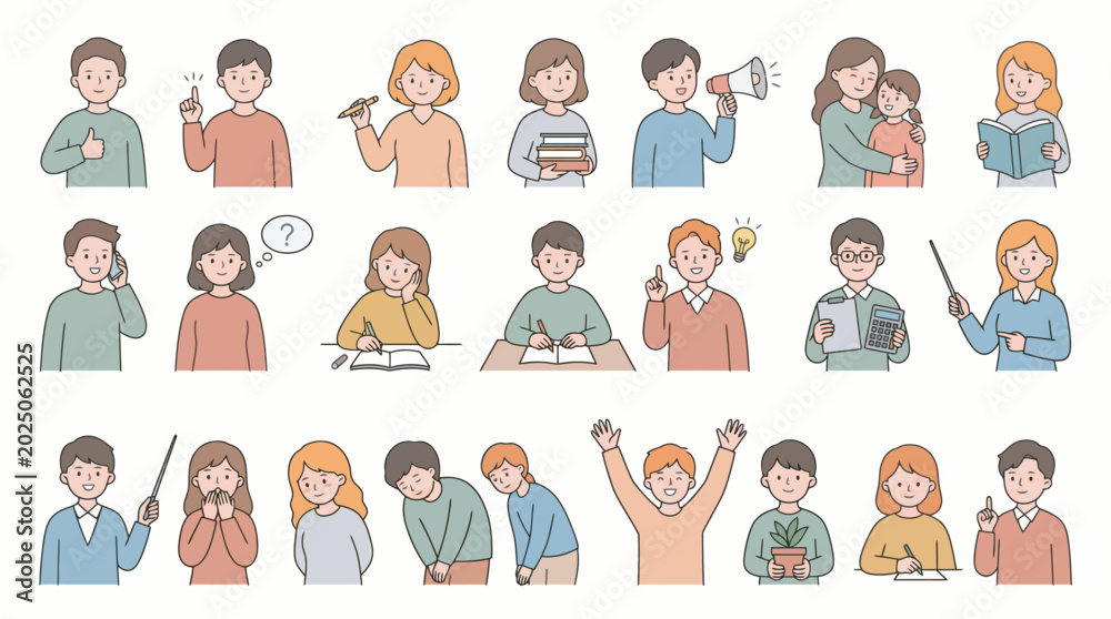 Fototapeta premium Professional and Educational Character Set for Corporate and Academic Use Vector Illustration