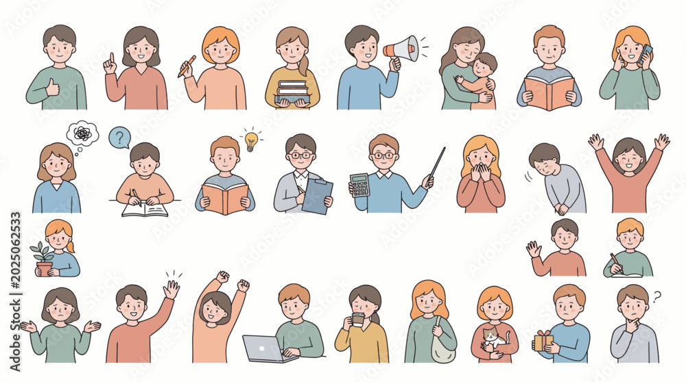 Fototapeta premium Diverse Daily Life and Social Character Collection for Professional and Personal Use Vector Set