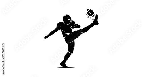 Konstfotografi American Football Player Kicking Ball Silhouette - Sports Action