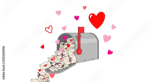 Photos Valentine's Day Mailbox Overflowing with Love Letters and Hearts