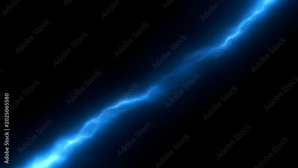 Obraz premium Bright Blue Lightning Bolt Strike on Black Background