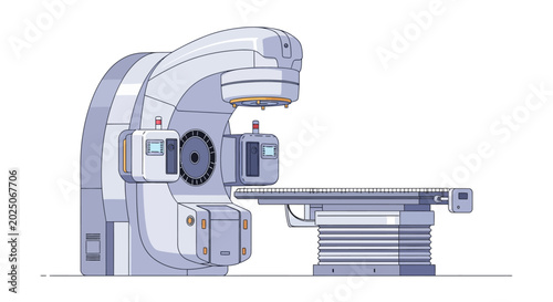 Medical Linear Accelerator for Cancer Radiation Therapy. EPS Editable. Vector Illustrations.