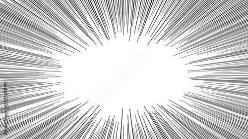 Tableau sur toile Manga-style black-and-white concentric line frame