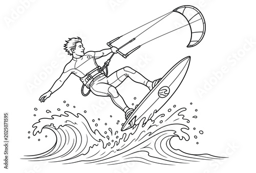 Foto Man surfing on ocean waves.