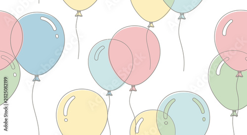 Tableau sur toile Colorful balloons in various pastel shades.