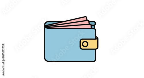 Φωτογραφία Blue Leather Wallet with Gold Buckle.