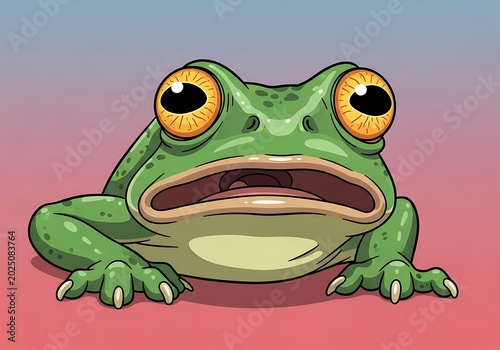 Colorful Cartoon Frog Illustration with Large Eyes.