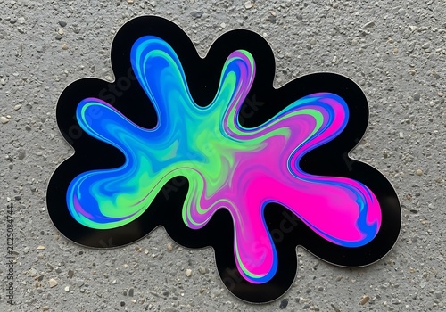 Colorful Abstract Ink Splash on Gray Background.