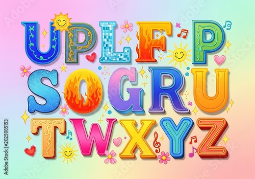 Colorful Alphabet Letters for Childrens Learning and Education.