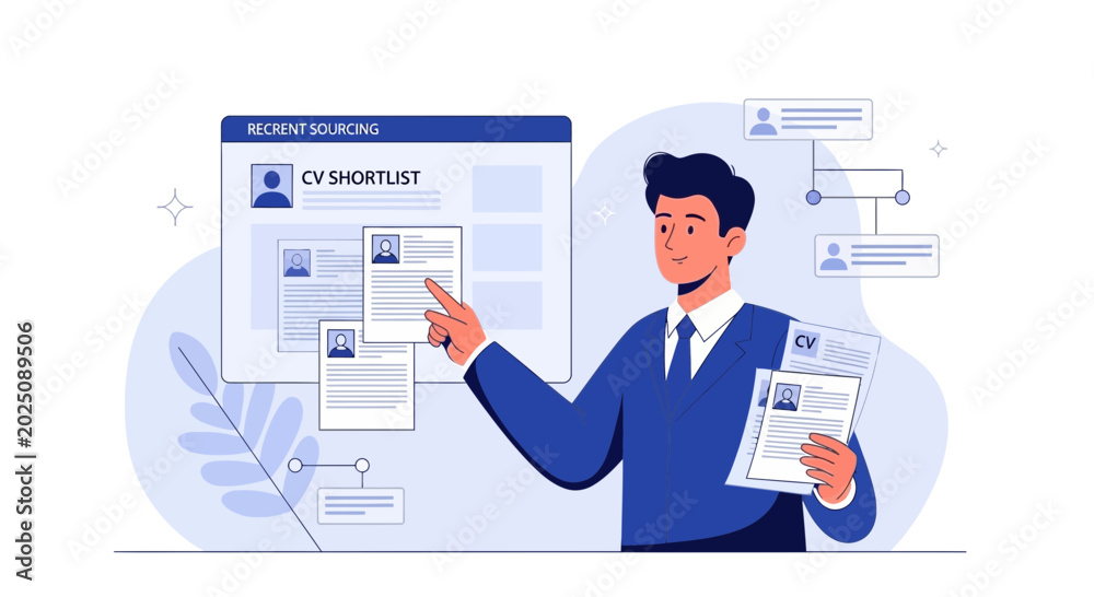 Fototapeta premium Recruitment Process: Candidate Selection CV Shortlist
