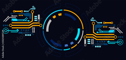 Premium Dark Mode Futuristic AI HUD Interface Technology Background