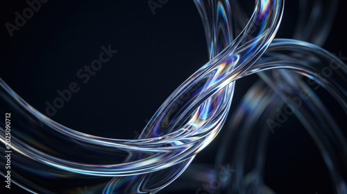 Digital connectivity and fiber optics concept, abstract 3D render of translucent glass strands. Technology innovation and data transmission for network communication background.