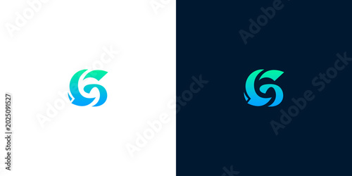 Photography Sleek and flowing abstract S-shaped lettermark logo with a vibrant blue-green gr