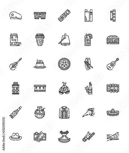 Cuba Caribbean Culture Travel Island Icon Set