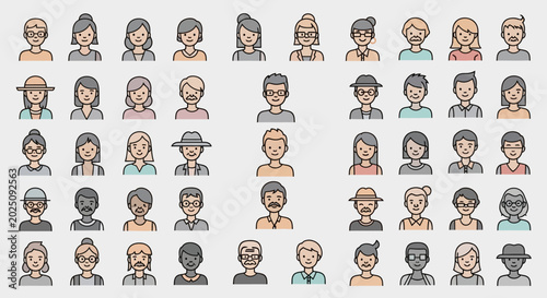 Collection of diverse cartoon people avatars for profiles.