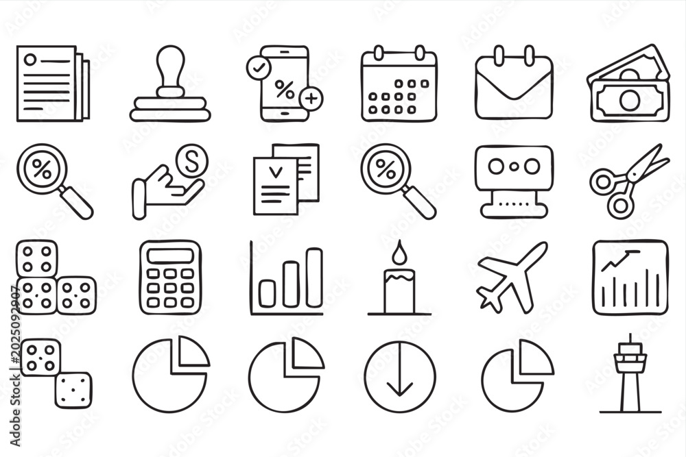 Fototapeta premium Minimal Finance Vector Symbols For Payment Sales And Investment Design