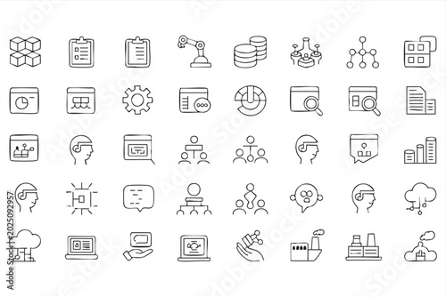 Corporate Automation Icons With Data Analytics And Organization Symbols
