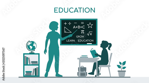 Tableau sur toile Teacher instructing student in classroom