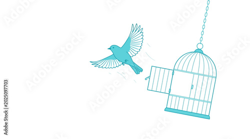 Fotografija Bird Flying Free From Open Cage