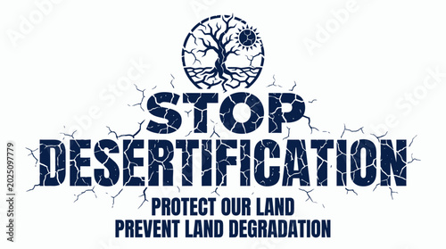 Quadro su tela Stop Desertification Protect Our Land Prevent Degradation
