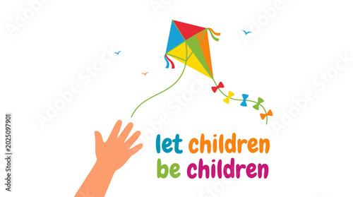 Canvas-taulu Child's hand flying a colorful kite