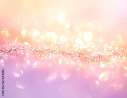 Shimmering Pastel Glitter Surface with Soft Bokeh Lights in Dreamy Abstract Background