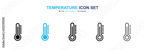 Schilderij op canvas Temperature icons vector collection in black and blue colors on white background