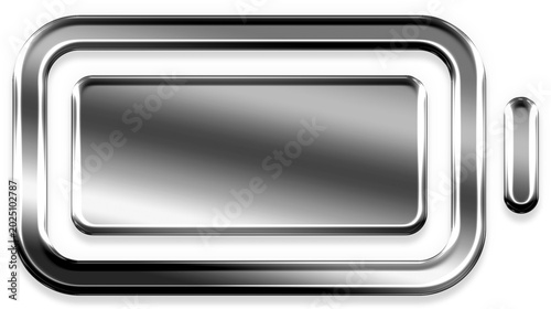 Chrome silver battery full icon metallic 3D design