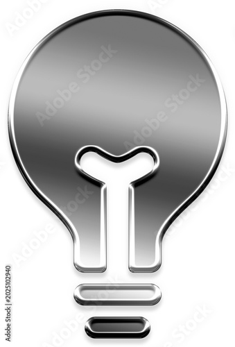 Cuadro en lienzo Bulb chrome silver metallic 3D icon
