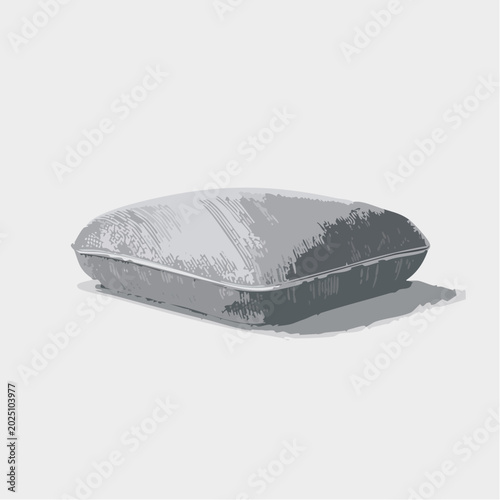 A simple, soft, comfortable pillow resting on a plain background, rendered in a sketch art style