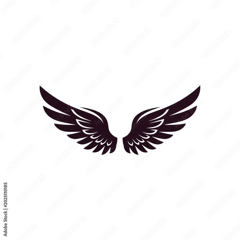 Fototapeta premium Tribal aesthetic black feathered wings silhouette