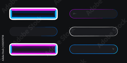 Photos neon blue and pink slider control icons on black background