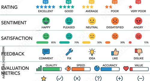 Foto Customer feedback rating vector infographic with satisfaction sentiment evaluati